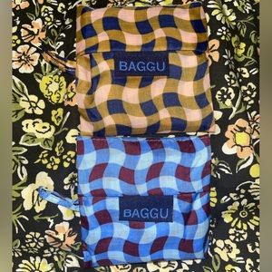 BAGGU Peach & Blue Pixel Wingham Baby Reusable Tote Bag Bundle Set NWOT